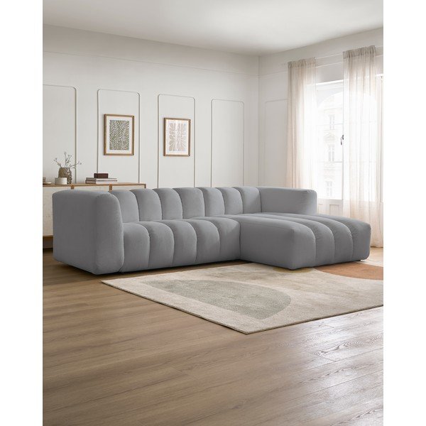 Világosszürke sarokkanapé (jobb oldali-heverő résszel) Talia – Bobochic Paris-image-1