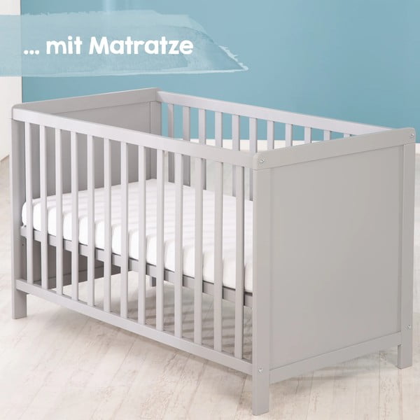 Világosszürke babaágy 60x120 cm – Roba-image-1