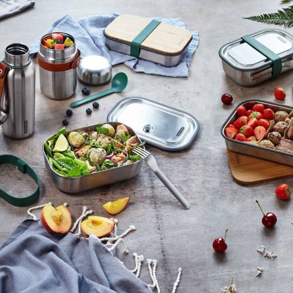 Rozsdamentes ételtartó doboz zöld pánttal, 1000 ml - Black + Blum-image-1