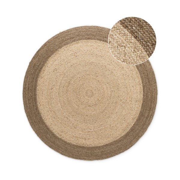 Szürkésbézs kétoldalas kézi szövésű kerek juta szőnyeg ø 240 cm Jutta Greige – Hanse Home