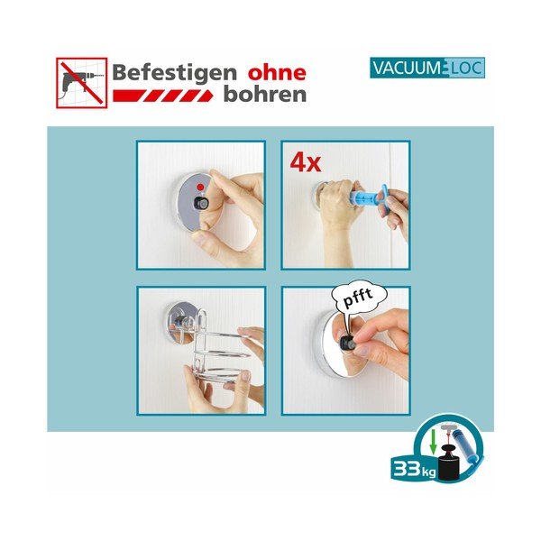 Fényes ezüstszínű öntapadós rozsdamentes acél fürdőszobai kiegészítő szett Quadro – Wenko-image-4