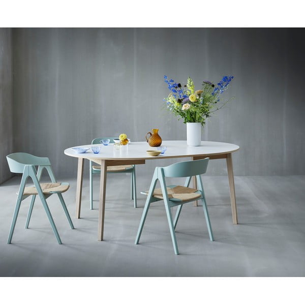 Kerek bővíthető étkezőasztal fehér asztallappal és hosszabbító asztallappal ø 130 cm Single – Hammel Furniture-image-1