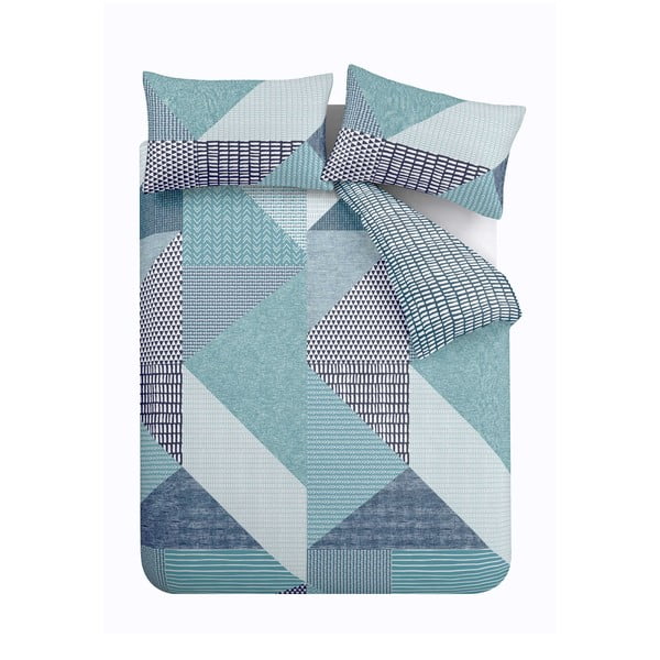 Kékeszöld kétszemélyes ágyneműhuzat 200x200 cm Larsson Geo – Catherine Lansfield