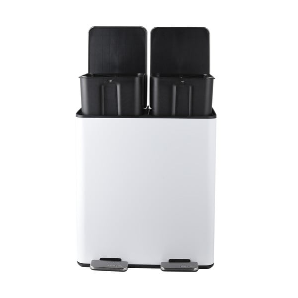 Matt fehér acél szelektív pedálos szemetes 2x20 l   Aliya – Spirella-image-3
