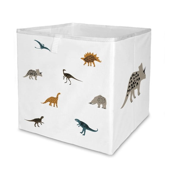 Fehér textil játéktároló doboz  32x32x32 cm Dino Friends – Butter Kings