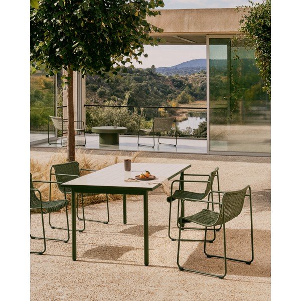 Acél kerti étkezőasztal 91x182 cm Maurina – Kave Home-image-1