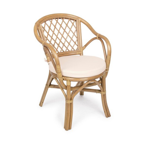 Natúr színű tömörfa-rattan kerti szék Athina – Bizzotto