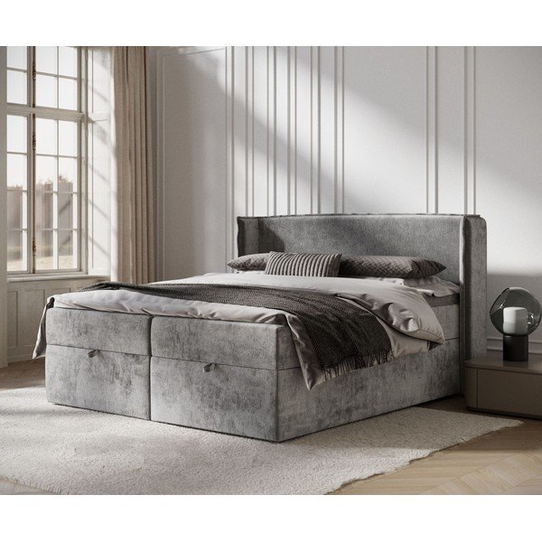 Szürke ágyneműtartós boxspring ágy 160x200 cm Passion – Maison de Rêve-image-1