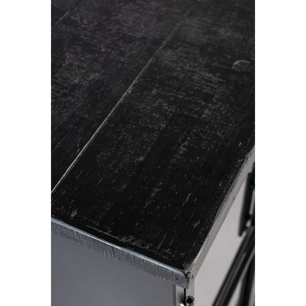 Fekete fém tálalószekrény 35x133 cm Ferre – White Label-image-4