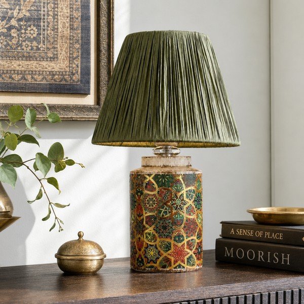 Zöld asztali lámpa papír zsinór búrával (magasság 38 cm) Alev – Opviq lights-image-2