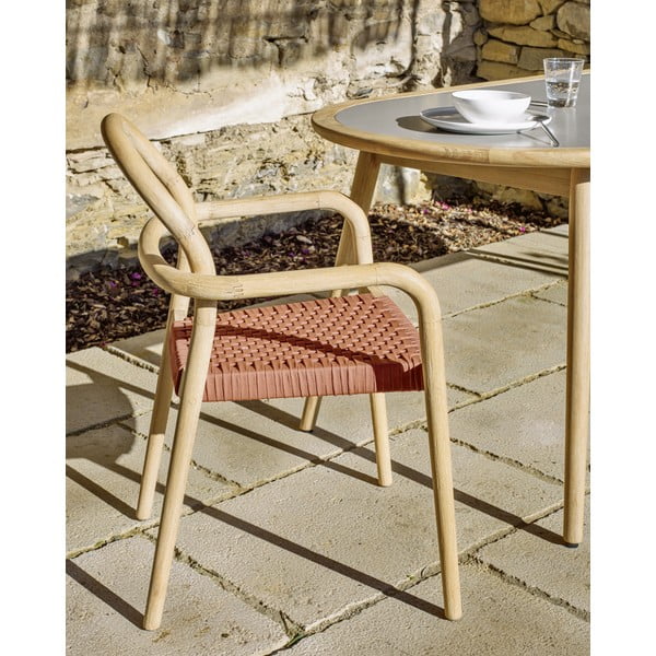 Sheryl eukaliptuszfa kerti szék terrakotta színű húrozással - Kave Home-image-4