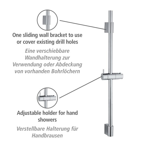 Fényes ezüstszínű fali rozsdamentes acél zuhanytartó 70 cm Classic – Wenko-image-3