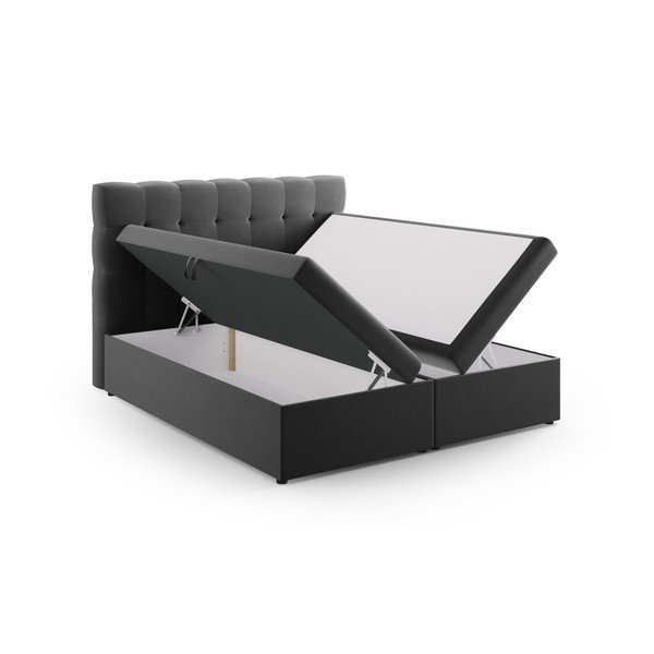 Antracitszürke boxspring ágy tárolóhellyel 180x200 cm Bali – Cosmopolitan Design-image-4