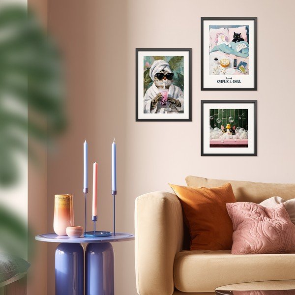 Nyomtatott keretezett kép 30x40 cm Catflix – Styler-image-2