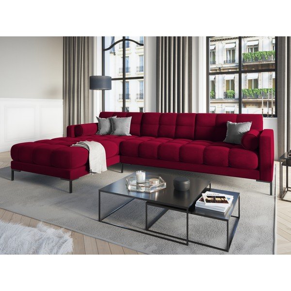 Bali piros bársony sarokkanapé, bal oldali - Cosmopolitan Design-image-1