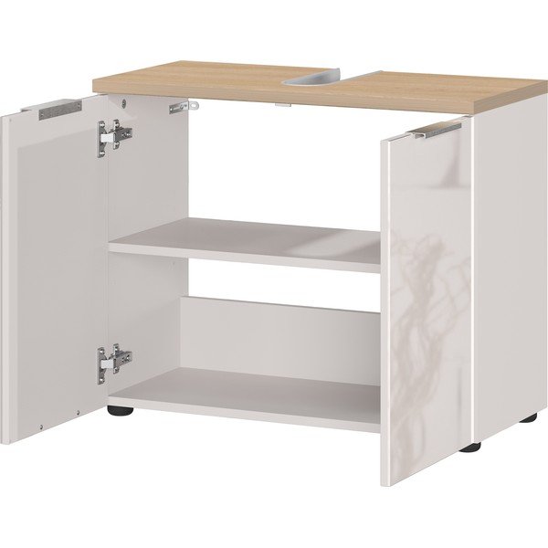 Krémszínű fényes mosdó alatti szekrény 70x58 cm Tavira – Germania-image-2