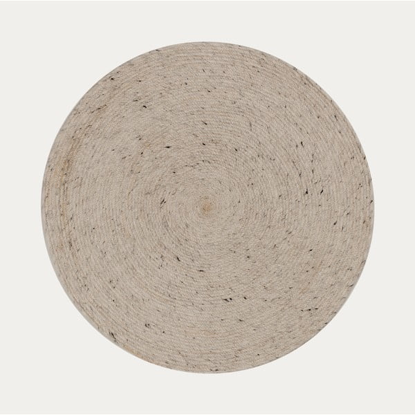 Világosszürke-elefántcsont színű kézi szövésű gyapjú kerek szőnyeg ø 200 cm Takashi – Kave Home-image-4