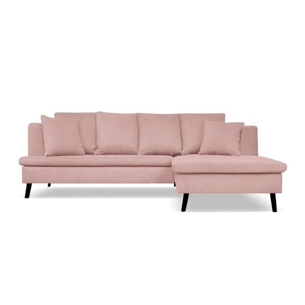 Hamptons púderrózsaszín 4 személyes kanapé, jobb oldali fekvőfotellel - Cosmopolitan design