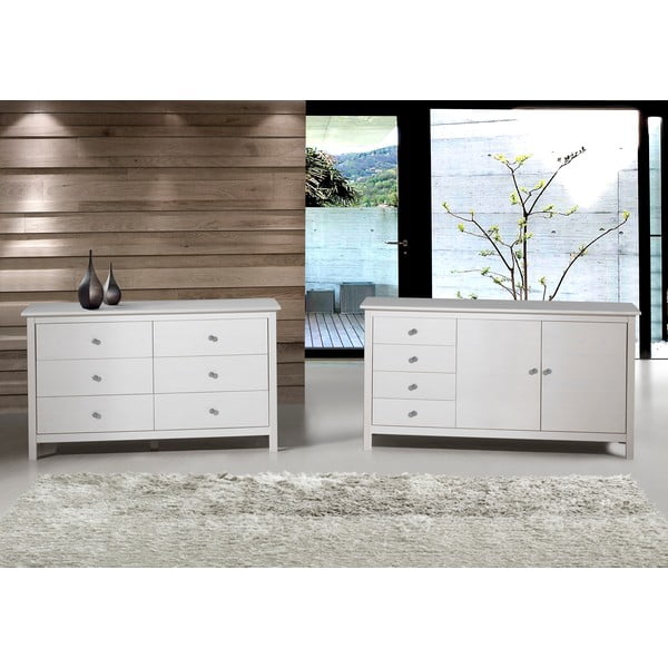 Fehér borovi fenyő alacsony komód 130x80 cm Berna – Marckeric-image-3