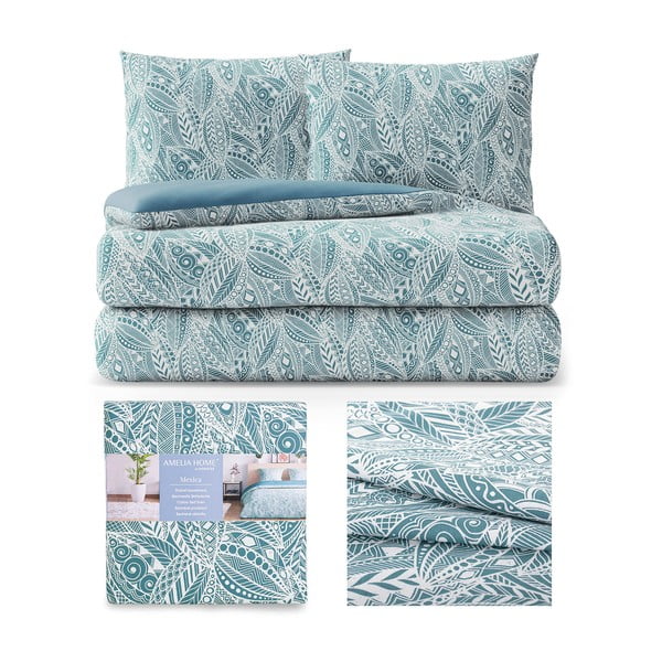 Zöld-kék kétszemélyes pamut ágyneműhuzat 200x200 cm Averi Mexica – Restilo-image-2