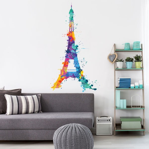 Wall Decal Eiffel Tower Design Watercolor falmatrica, 105 x 60 cm - Ambiance