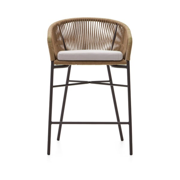 Bézs fém-párnázott kerti bárszék Yanet – Kave Home-image-3