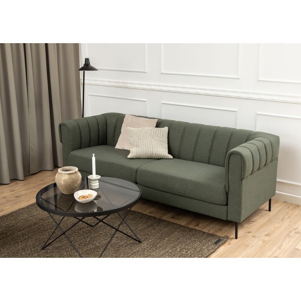 Fekete dohányzóasztal üveg asztallappal ø 80 cm Cuxton – Actona-image-2