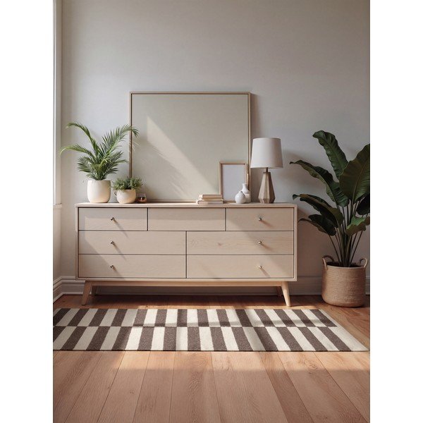 Fehér-barna kétoldalas-kézi szövésű gyapjú szőnyeg 80x150 cm Vika – Hanse Home-image-1