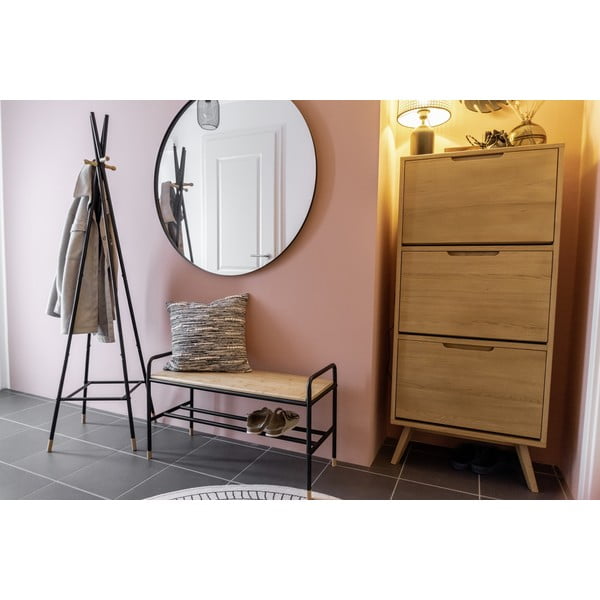 Fekete-natúr színű fém ülőkés cipőtartó Loft – Wenko-image-1