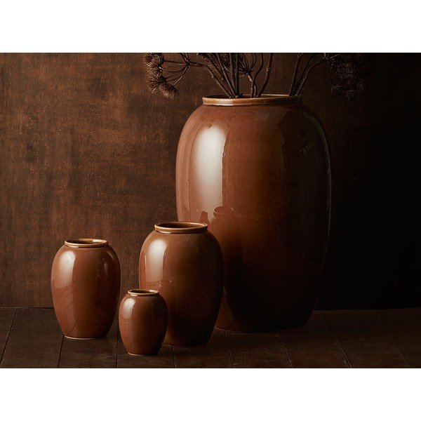 Sötét narancssárga agyagkerámia váza, magasság 25 cm - Bitz-image-1