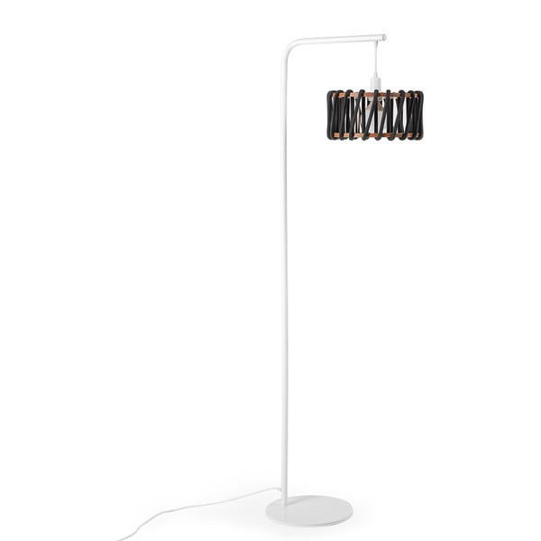 Macaron állólámpa fehér konstrukcióval és kis fekete lámpabúrával - EMKO