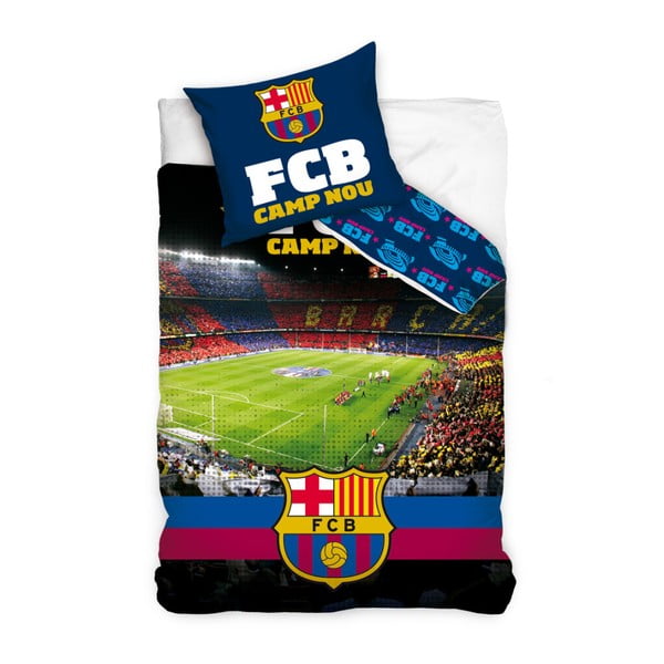 FC Barcelon Stadion egyszemélyes pamut gyerek ágyneműhuzat, 140 x 200 cm - CARBOTEX