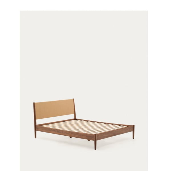 Sötétbarna franciaágy ágyráccsal 160x200 cm Elan – Kave Home-image-2