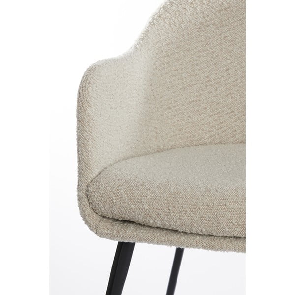 Krémszínű kárpitozott karfás étkezőfotel Leone – Light & Living-image-3