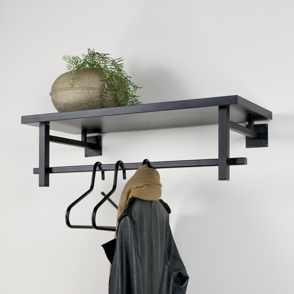 Fekete fém fali fogas polccal 76 cm Simplon – Spinder Design-image-1
