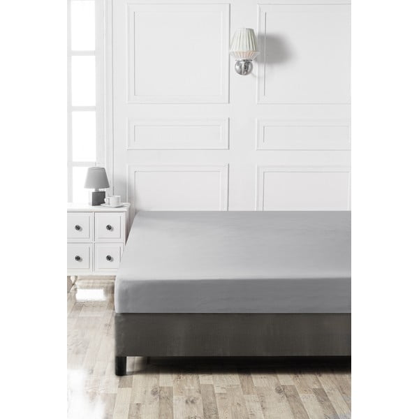 Szürke gumis pamut lepedő 160x200 cm - Mijolnir-image-2