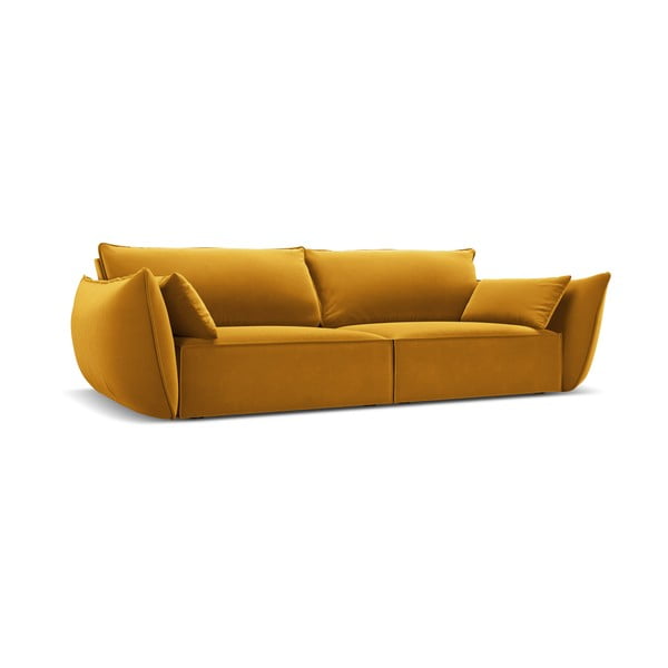 Mustársárga bársony kanapé 208 cm Vanda – Mazzini Sofas-image-2