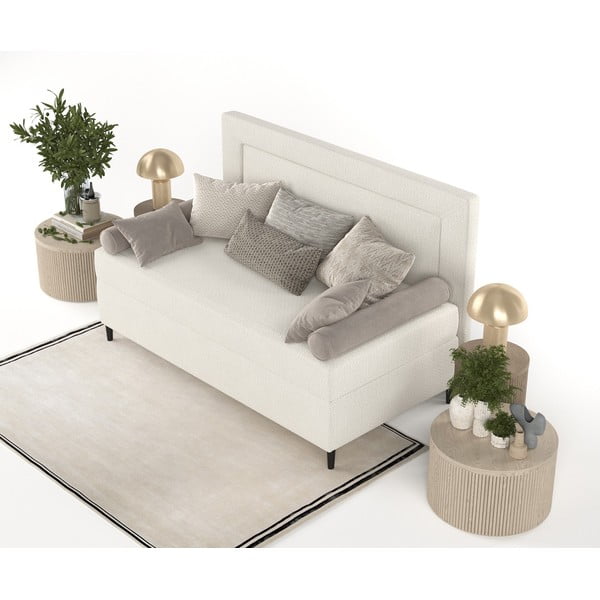 Bézs kárpitozott egyszemélyes ágy 100x200 cm Alba – Maison de Rêve-image-4