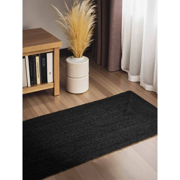 Fekete kétoldalas-kézi szövésű juta futószőnyeg 80x200 cm Juno – Hanse Home-image-1