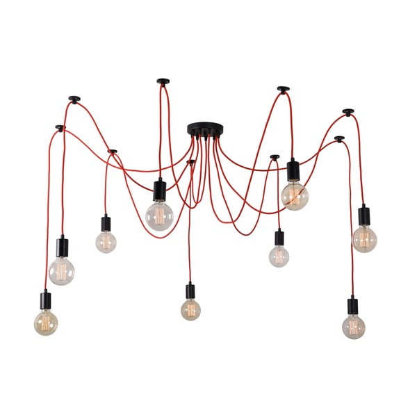 Spider Lamp piros 9 ágú mennyezeti függőlámpa - Filament Style