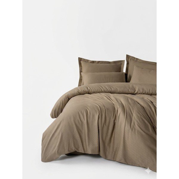 Barna egyszemélyes renforcé pamut ágyneműhuzat 140x200 cm Checkered – Mila Home Luxury
