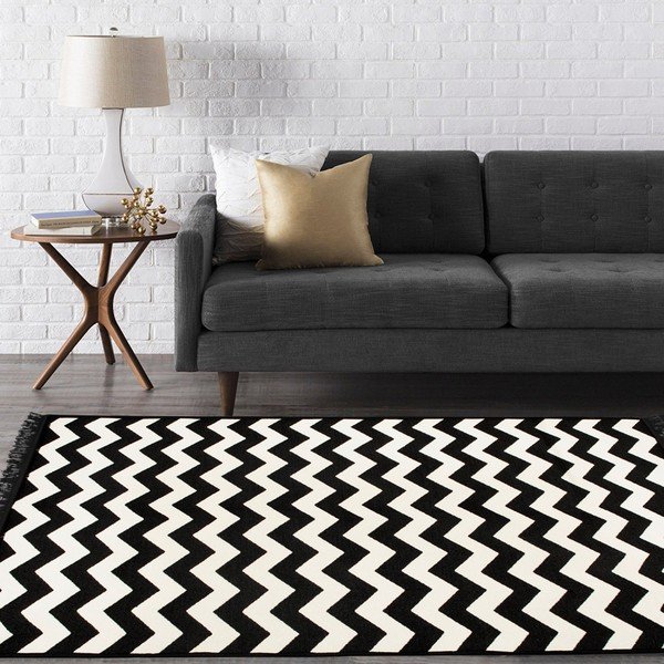 Zig Zag fekete-fehér kétoldalas szőnyeg, 140 x 215 cm-image-3