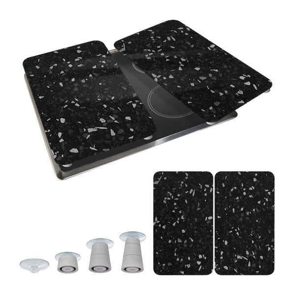 Fekete üveg tűzhely fedőlap szett 2 db-os Universal – Wenko-image-2