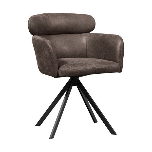 Sötétbarna kárpitozott karfás étkezőfotel Fenne – WOOOD