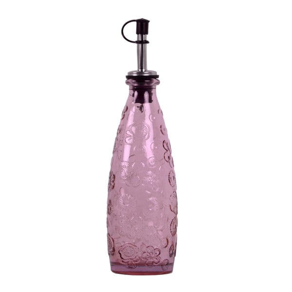 Flora rózsaszín üveg palack, kiöntővel - Ego Dekor