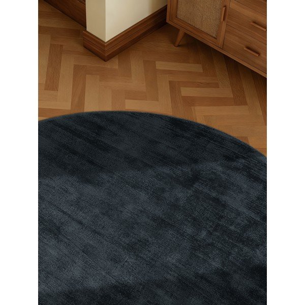 Fekete kézi szövésű viszkóz kerek szőnyeg ø 150 cm Noemi – Vikosa-image-3