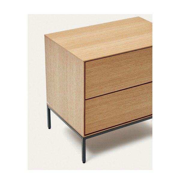 Natúr színű éjjeliszekrény tölgyfa dekorral Vedrana – Kave Home-image-3