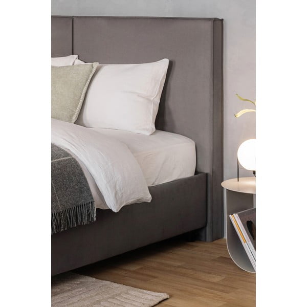 Szürke kárpitozott ágyneműtartós franciaágy ágyráccsal 180x200 cm Myra Bold – Bonami Selection-image-3