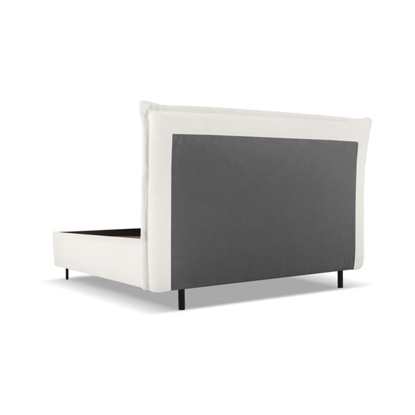 Fehér kárpitozott ágyneműtartós franciaágy ágyráccsal 160x200 cm Armie – Milo Casa-image-3