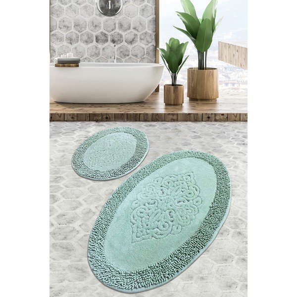 Világoszöld fürdőszobai kilépő szett 2 db-os 100x60 cm Piante – Foutastic-image-3